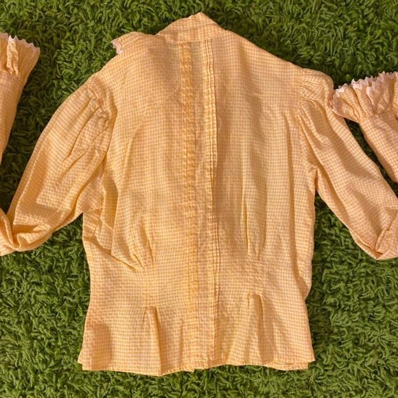 Vintage 70s handmade frilly yellow gingham button-up | One of a kind! - Picture 4 of 4